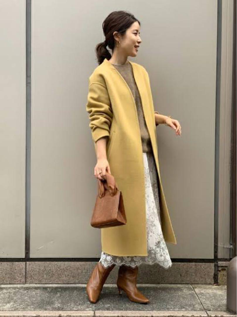 新品 Spick & Span ウールVネックカラーリバーコート