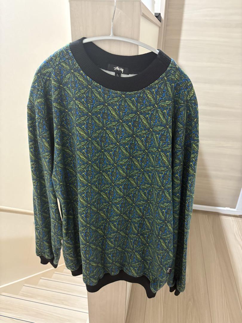 80s 黒タグ old stussy スウェット 大麻柄 マリファナ柄　ガンジャ