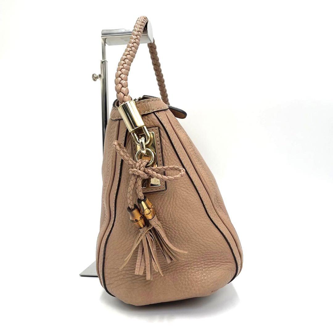 GUCCI グッチ ベラ シボ革 バンブー ショルダーバック タッセル レザー-