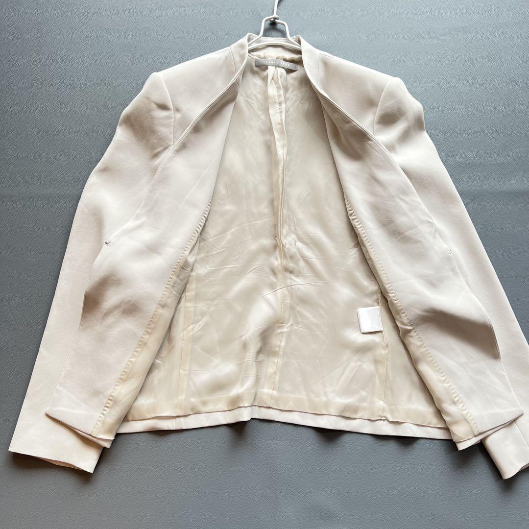 美品☆セオリーリュクス　ノーカラージャケット　ボタンレス　大きいサイズ　ホワイト