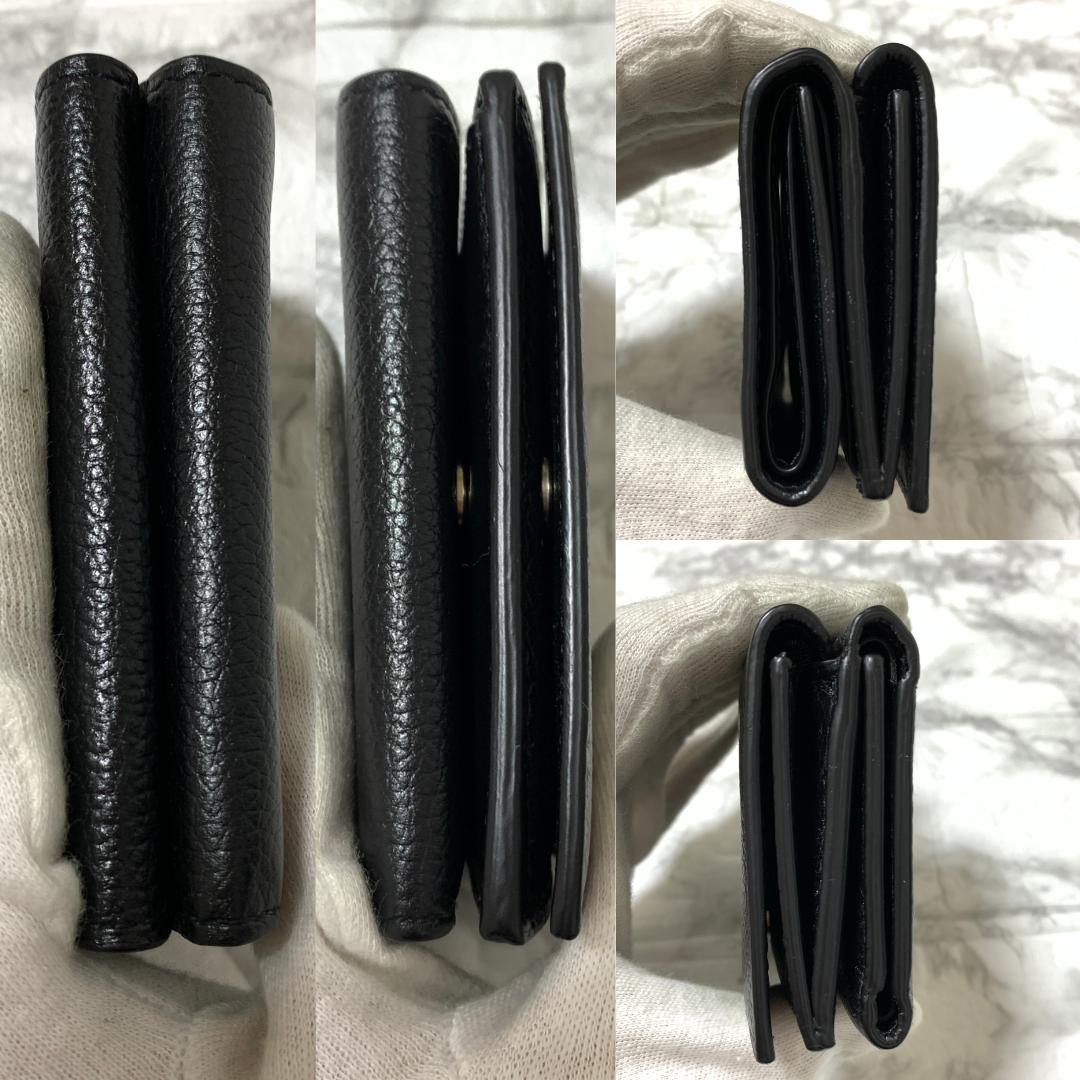 美品✨バレンシアガ エブリデイ 三つ折り財布 コンパクト財布 ブラック レザー