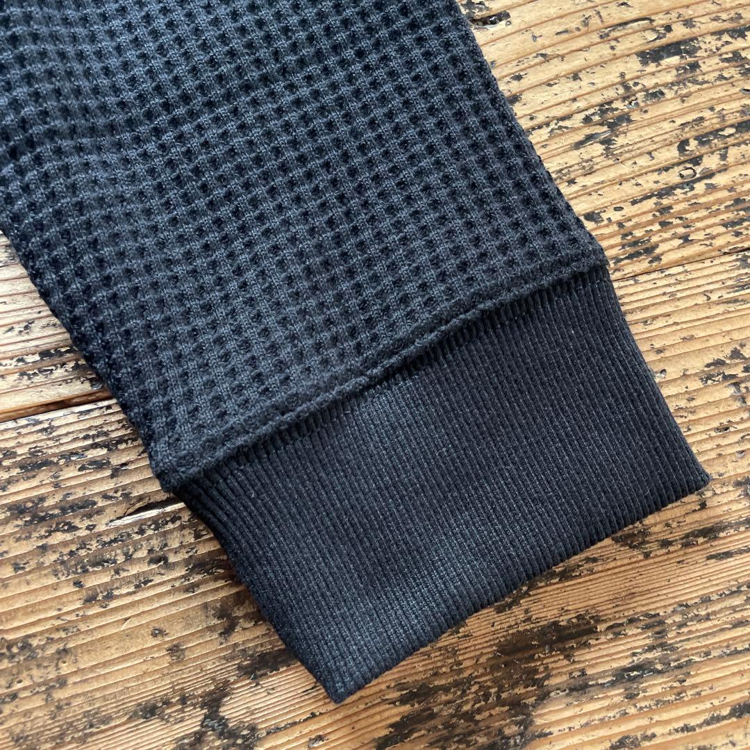 新品　25年秋冬　NANGAナンガ　ワッフル ロングスリーブTシャツ　黒　L