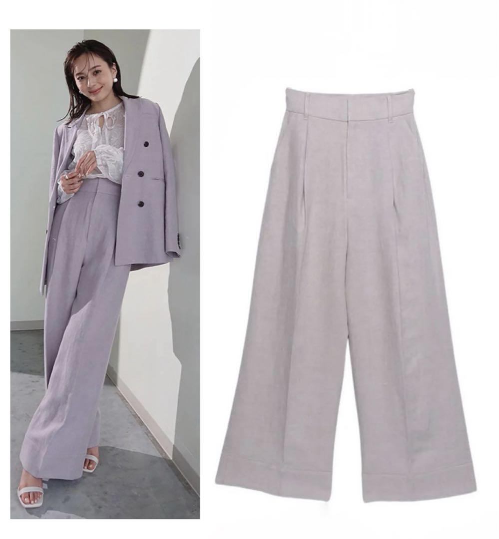 アニュアンス anuans リネンセンタープレスワイドパンツ （BEIGE