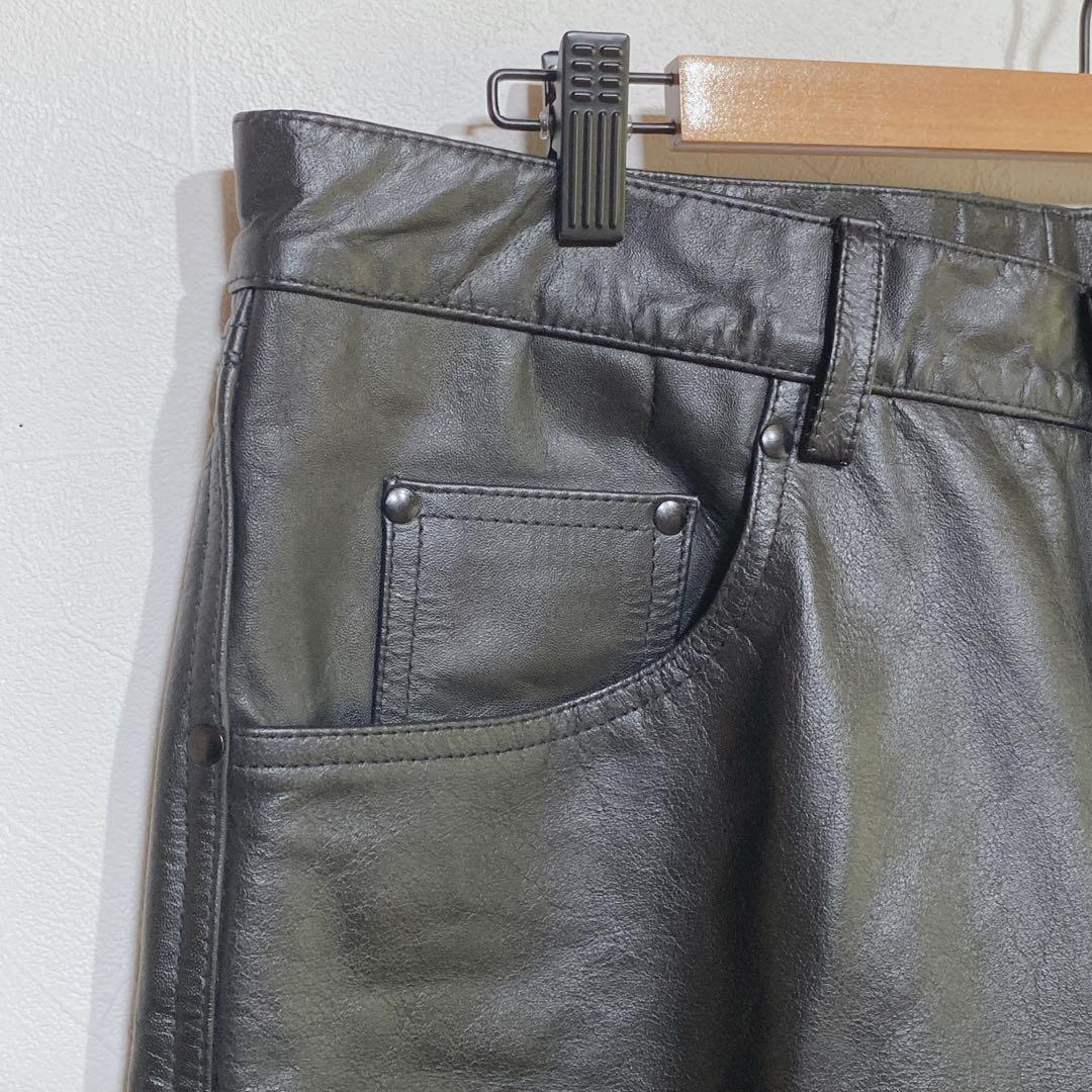 HORN WORKS 38 バッファロー レザー パンツ ブラック 良品i240