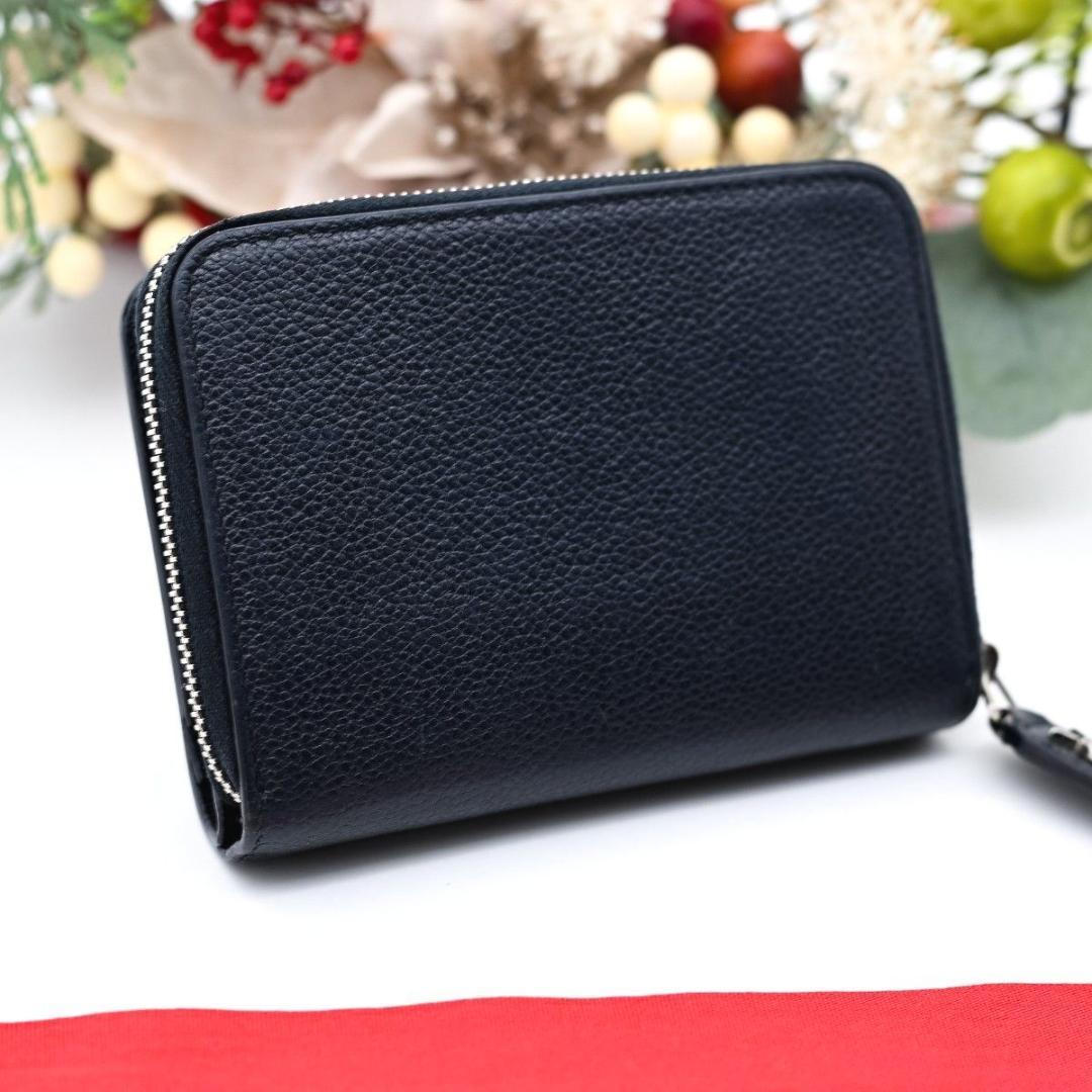 サンローラン 財布 プル YSL カサンドラ レザー ネイビー コンパクト