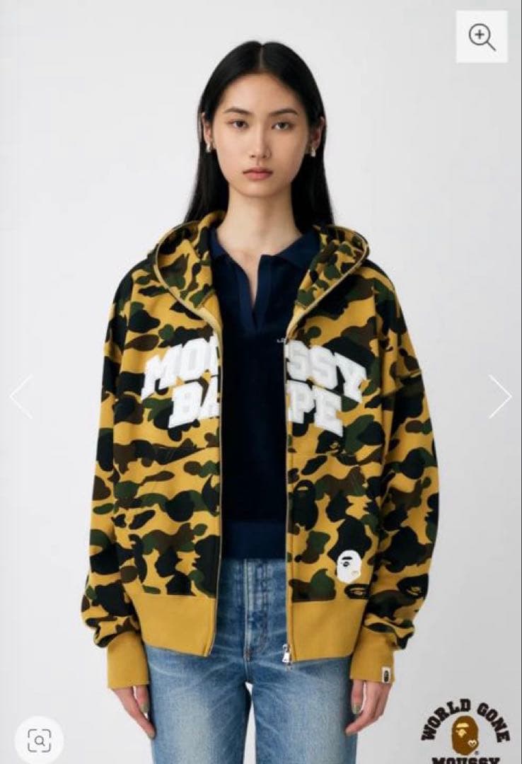 MOUSSY A BATHING APE COLLEGELOGOZIPフーディー