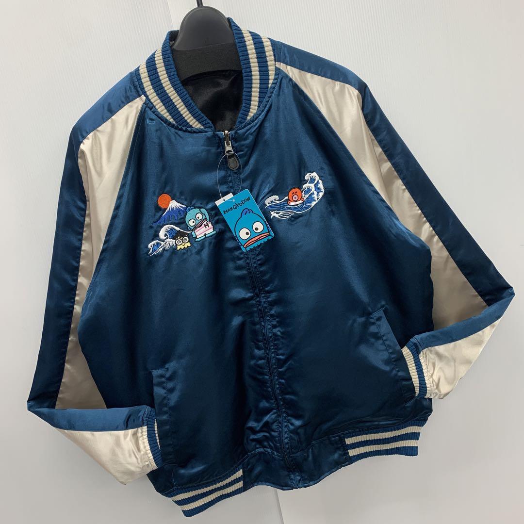 新品★春物★メンズ★Mサイズ★ハンギョドン★正規ライセンス★スカジャン 青緑