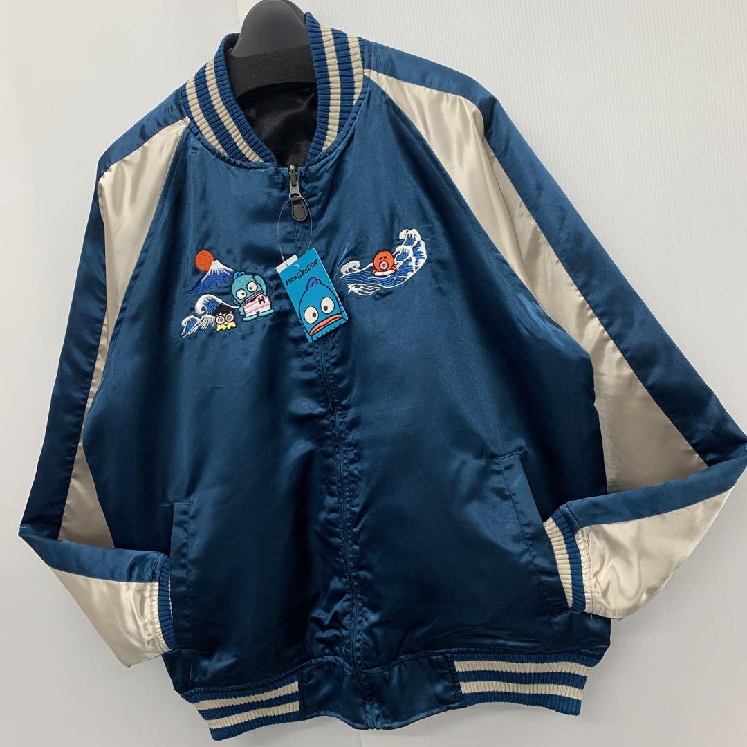 新品★春物★メンズ★Mサイズ★ハンギョドン★正規ライセンス★スカジャン 青緑