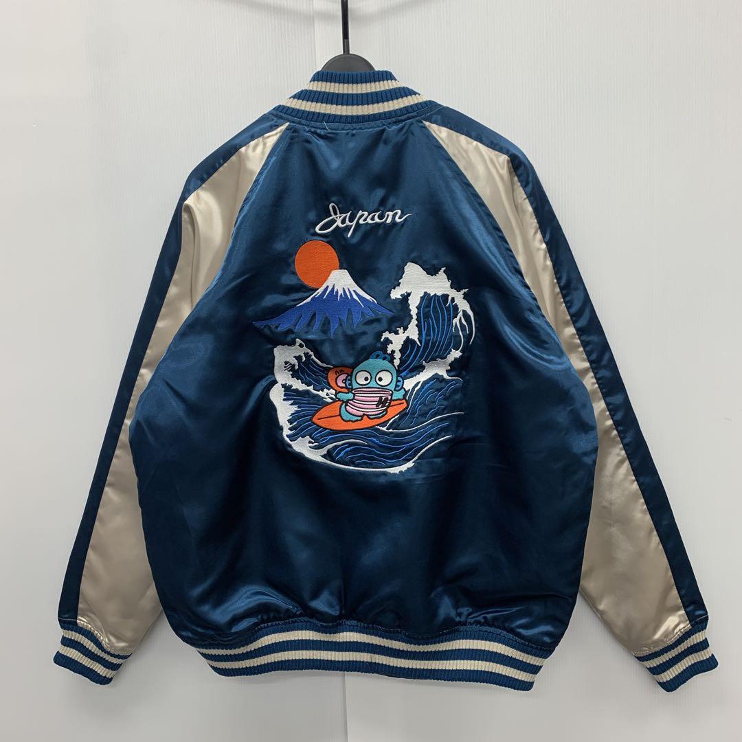 新品★春物★メンズ★Mサイズ★ハンギョドン★正規ライセンス★スカジャン 青緑