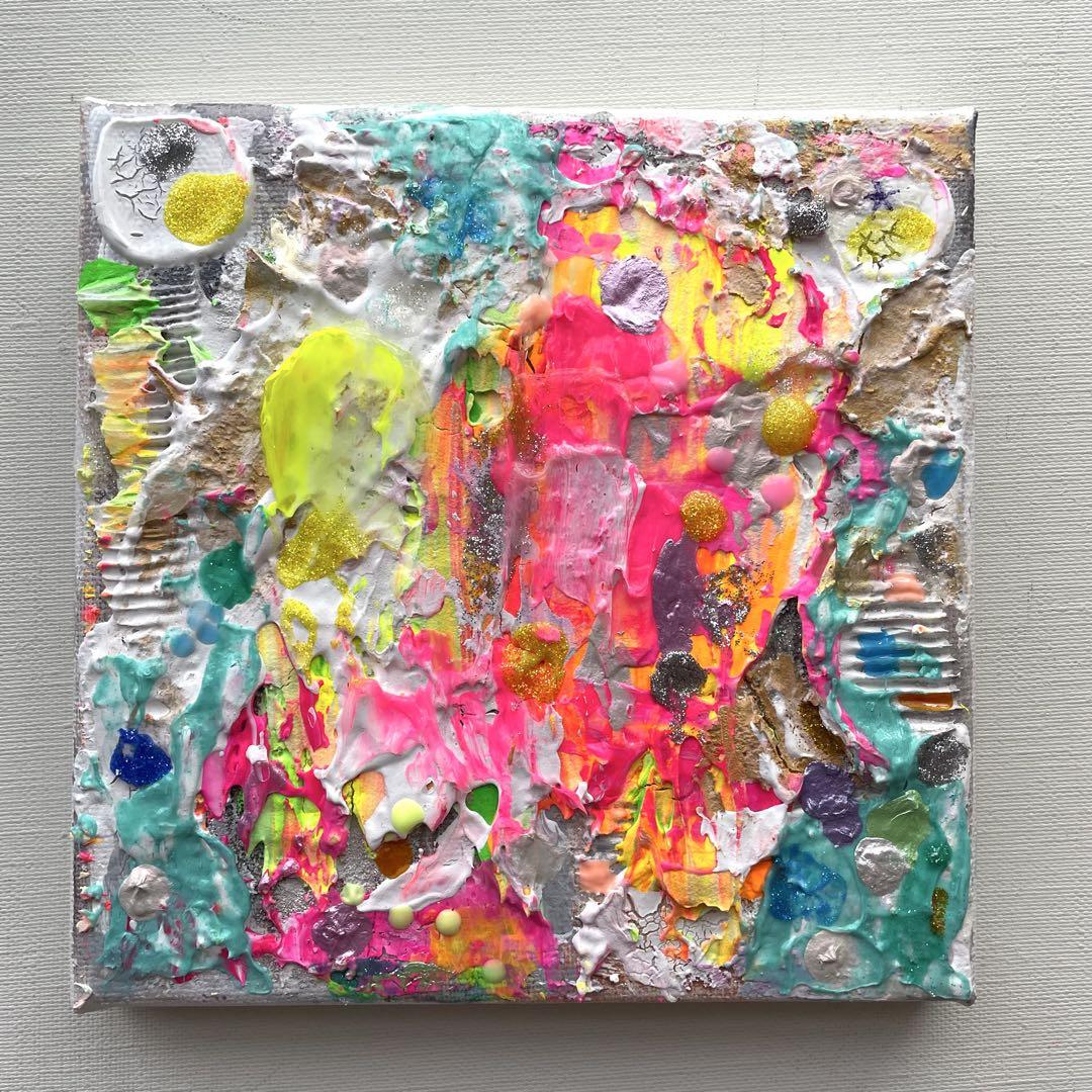 現代アート 抽象アクリル原画　美品 抽象画 テクスチャーアート 原画 現代アート アート 15×15cm