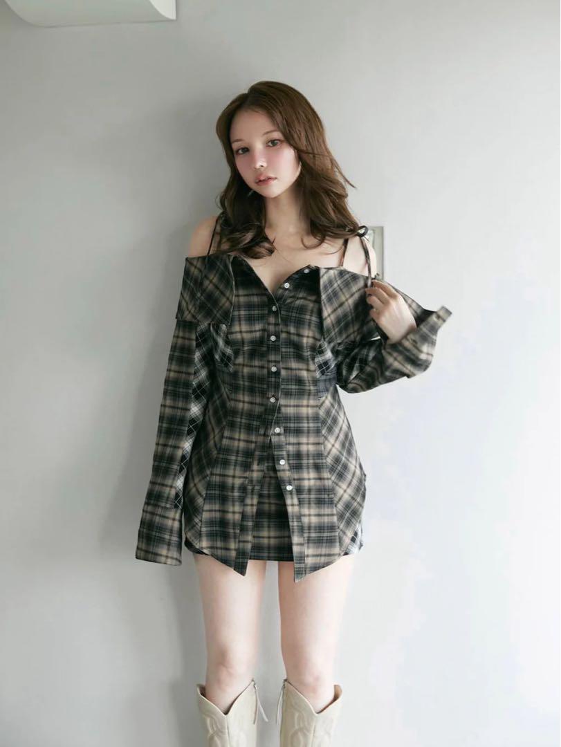 新品 Andmary Chloe check set up S ANDMARY】Chloe check set up