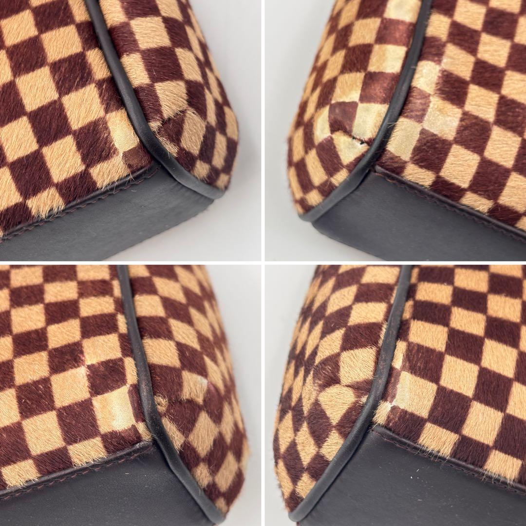 ルイヴィトン M92131 ライオン ダミエ ソバージュ ハラコ レザー