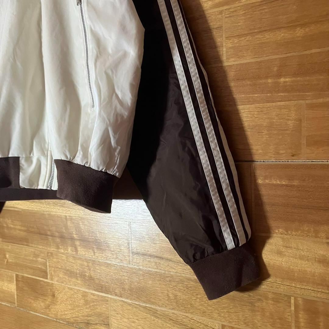 adidas　トラックジャケット　ジャージ　ホワイト　ブラウン　ナイロン　M〜L