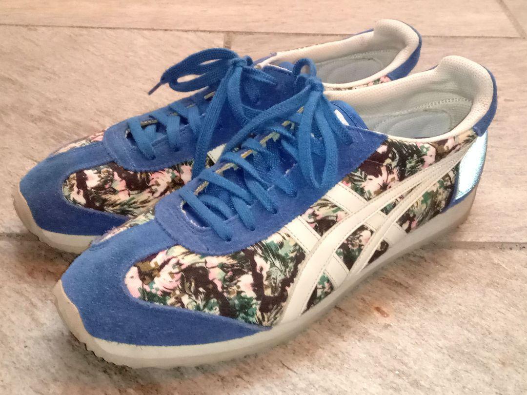 ONITSUKA TIGER × NOWARTT カリフォルニア78 青色　花柄