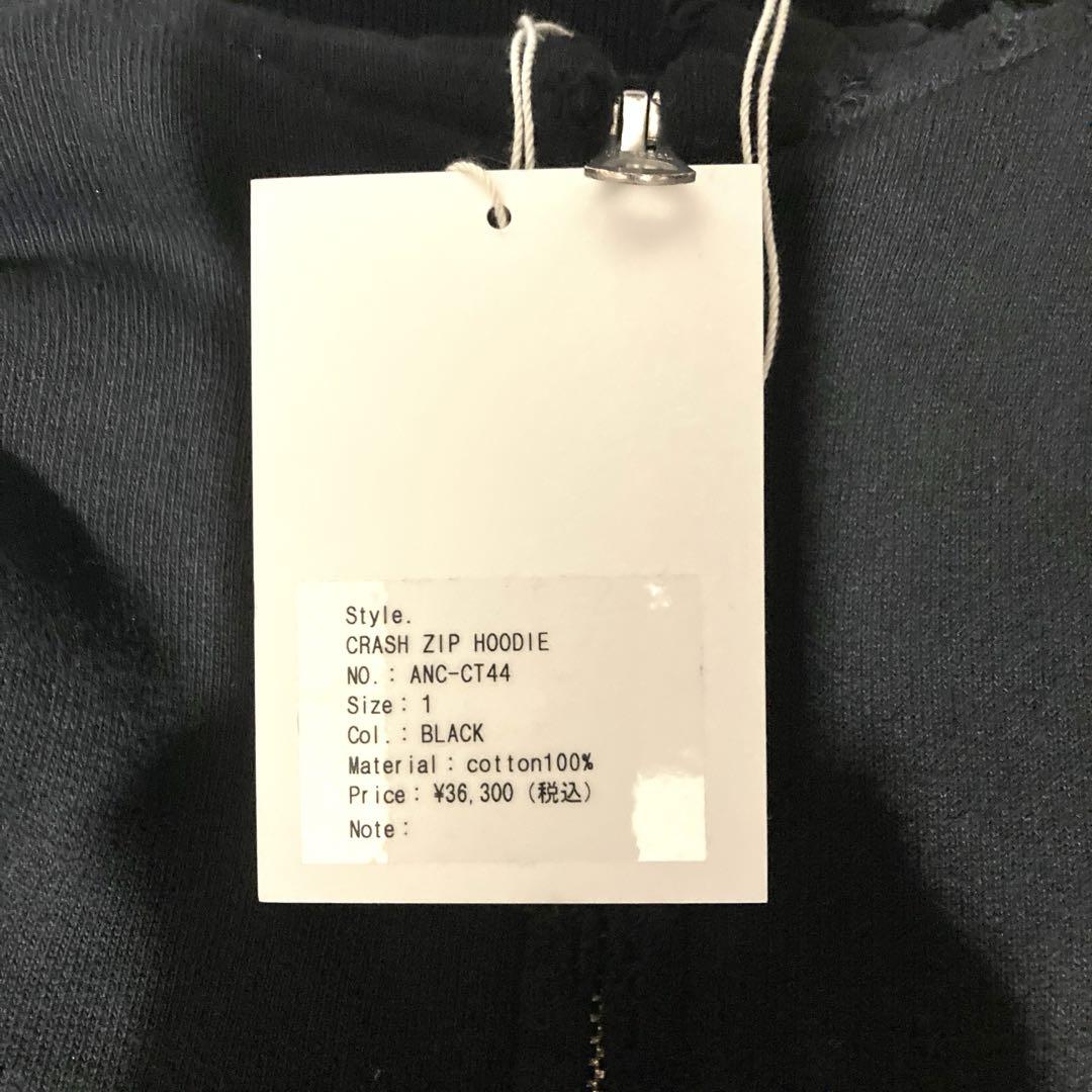 【新品】ancellm 24AW CRASH ZIP HOODIE サイズ1黒