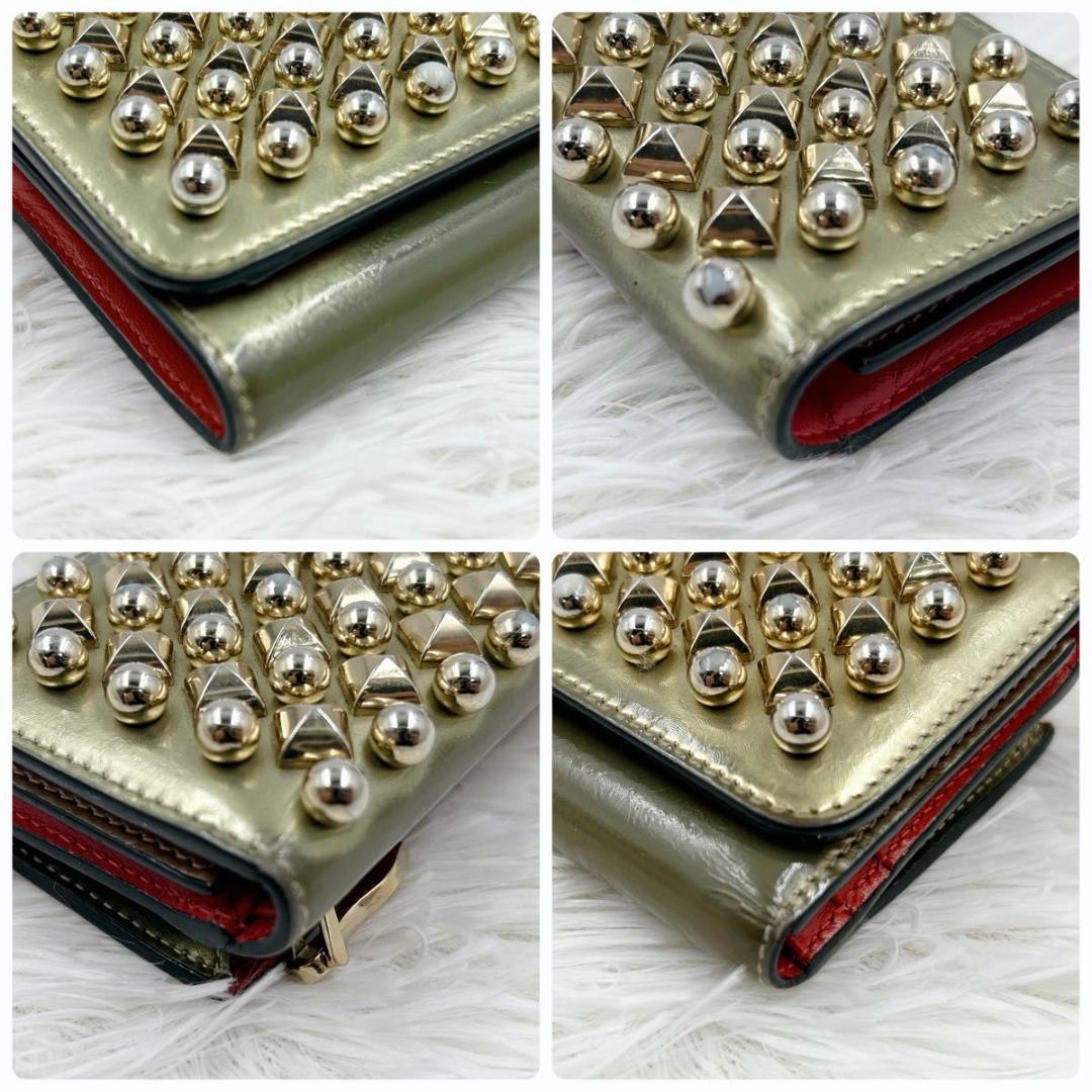 クリスチャンルブタン マカロン ゴールド スタッズ 三つ折り財布 クリスチャンルブタン マカロン ゴールド スタッズ 三つ折り財布