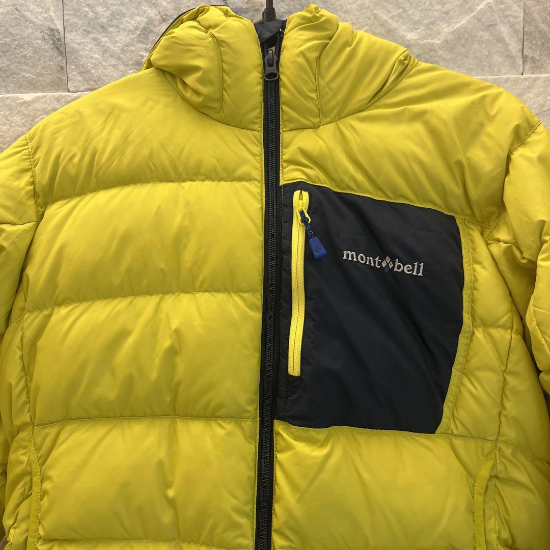 モンベル150コロラドパーカー男の子ダウンネイビー黄色ジャケット防寒キャンプ登山