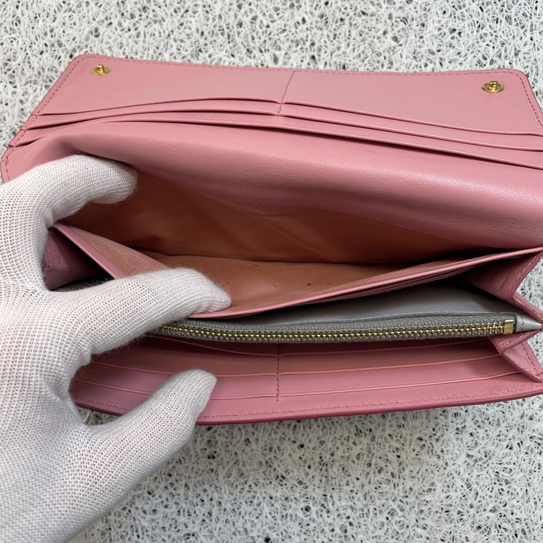 MIU MIU ミュウミュウ 長財布 ロングウォレット ピンク ゴールドロゴ