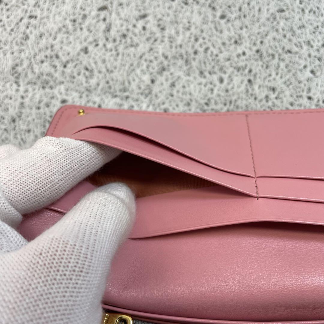 MIU MIU ミュウミュウ 長財布 ロングウォレット ピンク ゴールドロゴ