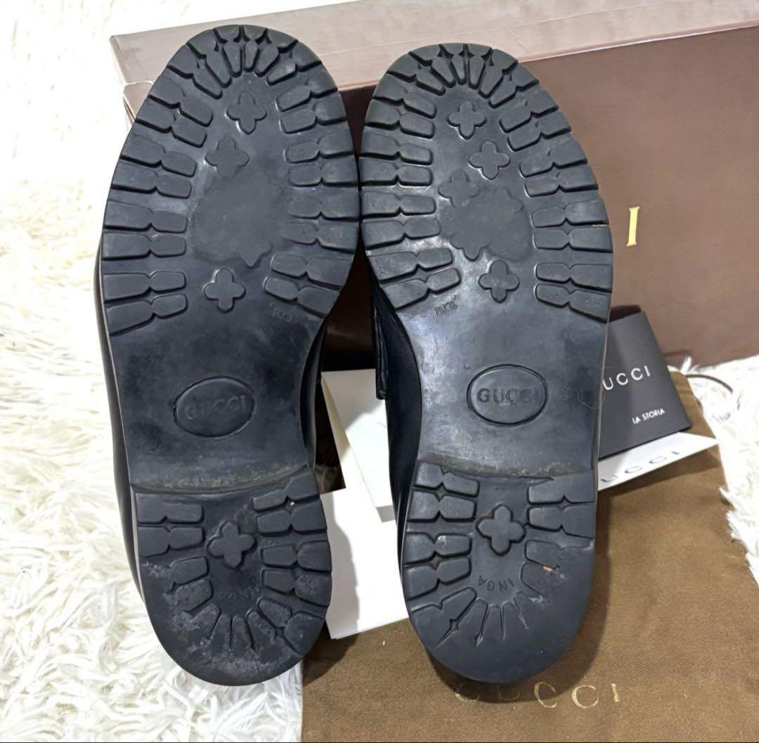 GUCCI ブラックレザー 厚底ローファー