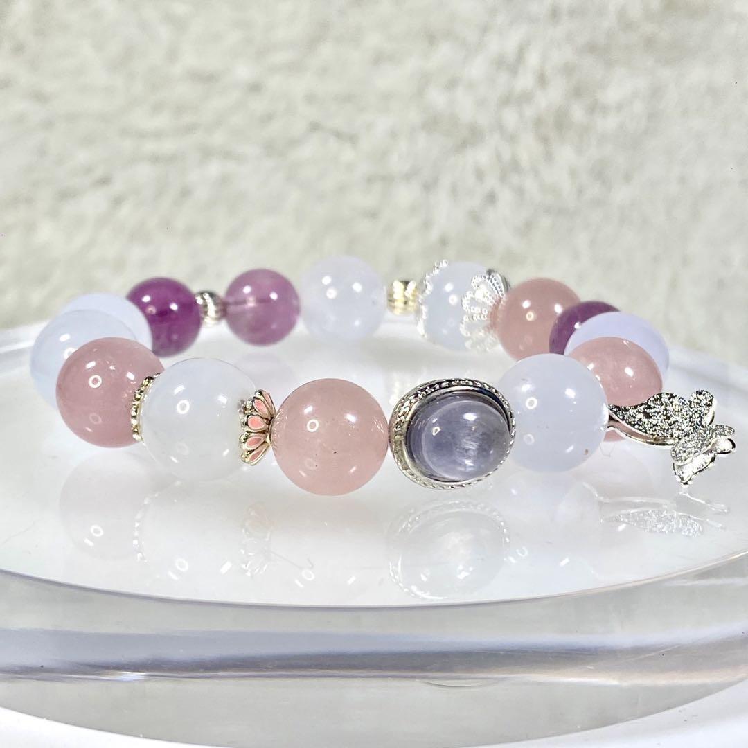 25【お得美品】【デザブレ】ブルーアゲートブレスレット
