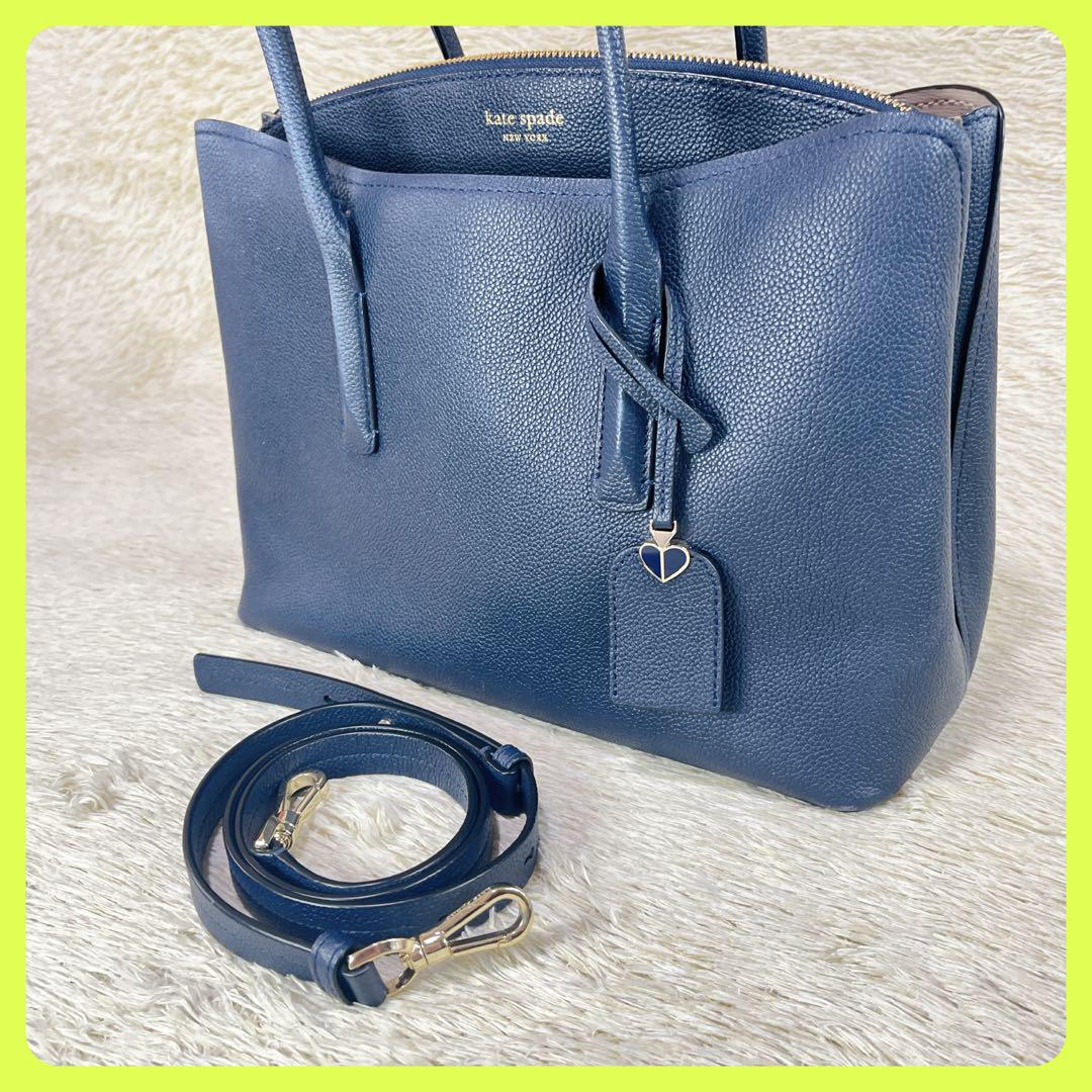 ✨極美品✨ケイトスペード KateSpadeネイビー 本革 2wayハンドバッグ