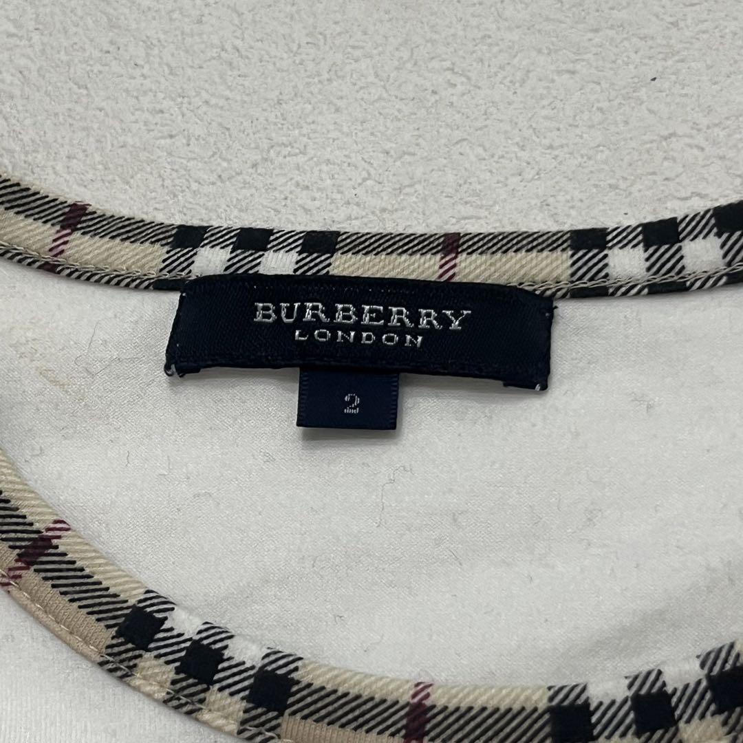 新品タグ付　BURBERRY LONDON ノバチェックボーダーカットソー　刺繍 Burberry ノバ チェック リンガー Tシャツ 裾 刺繍 バーバリー