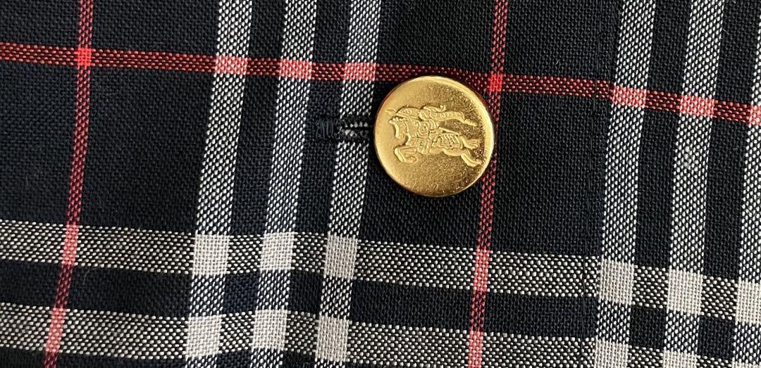 Burberrys 希少 ネイビーノバチェック 金ボタン開襟シャツ