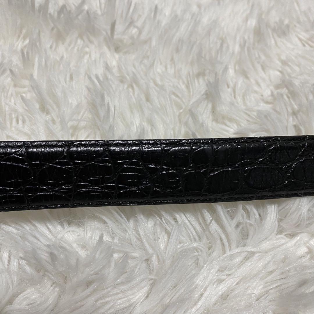 gianni versace クロコ風ベルト　ブラック