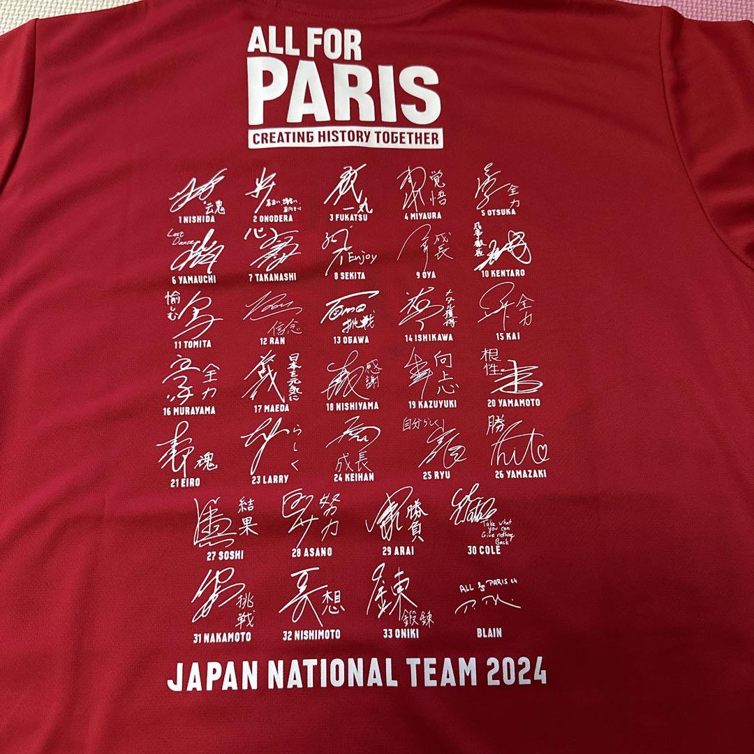 当日発送 2024年バレーボール日本代表 男子 サイン Tシャツ Ｍサイズ