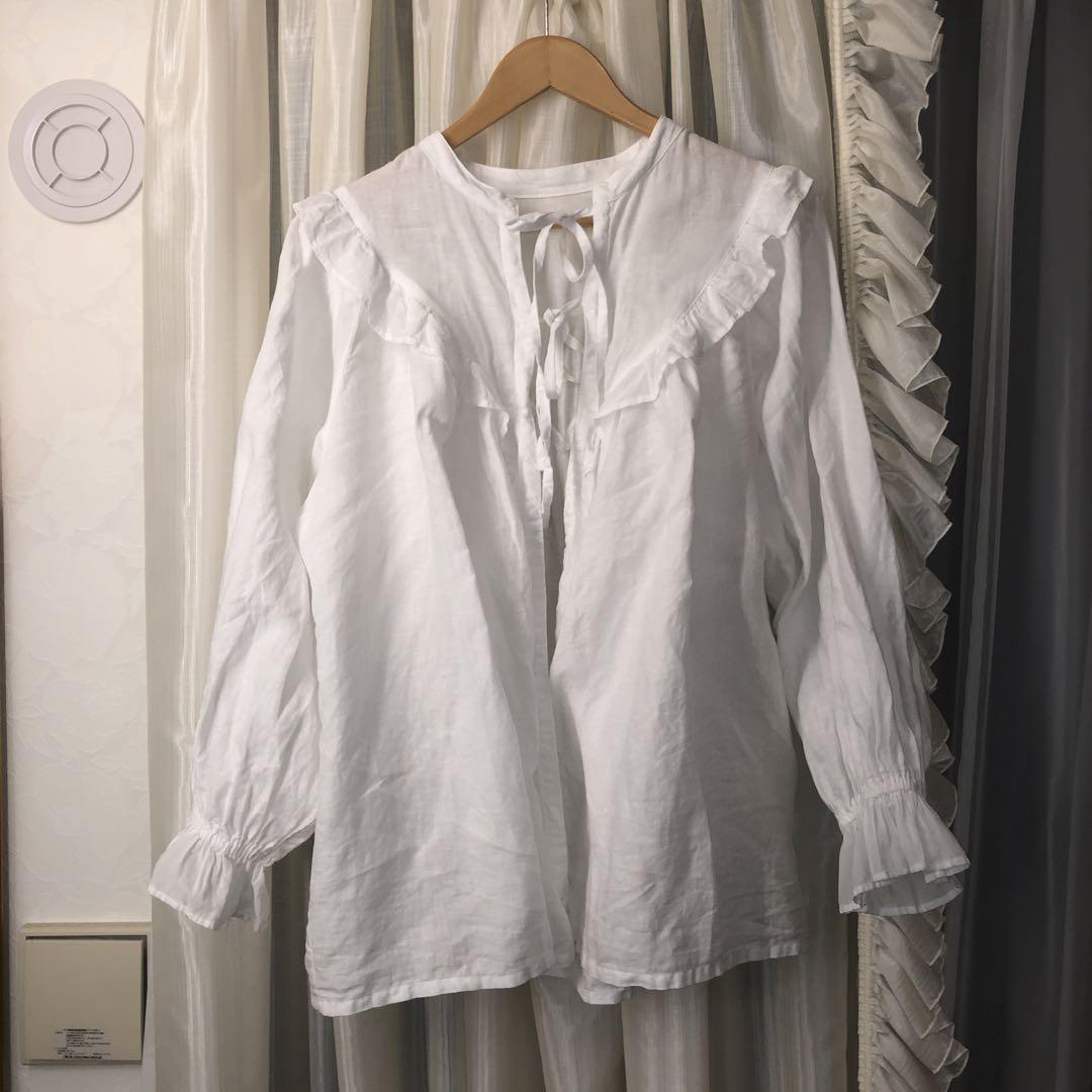 2023AW nest robe リネン×ボイル2Wayフリル ブラウス 画像2