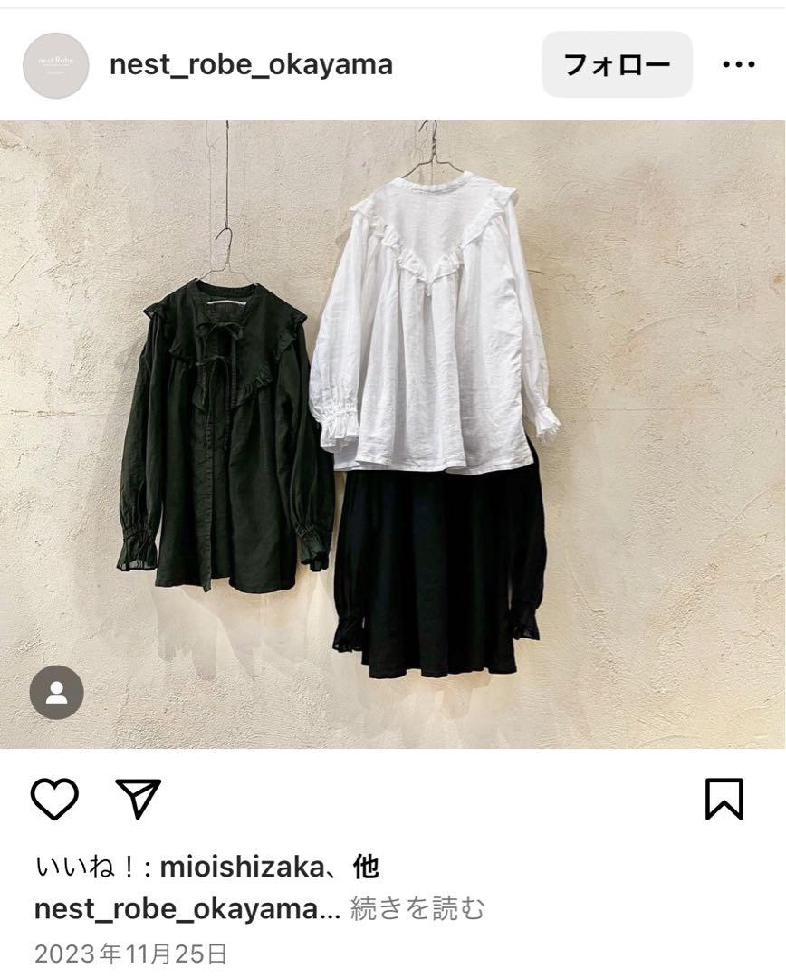 2023AW nest robe リネン×ボイル2Wayフリル ブラウス 画像5