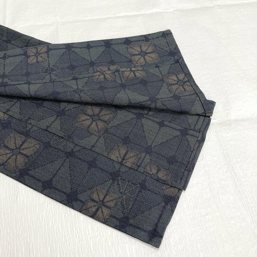 【良品✨】東レシルック　洗える着物　夏物　紗　小紋　三越扱い　灰緑　幾何学　B8 sillook-006_1.jpg