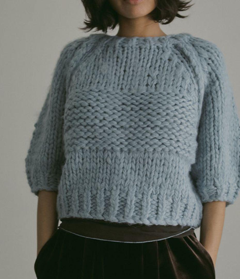 新品：ETRE TOKYO ブラッシュドハーフスリーブハンドニットプルオーバー