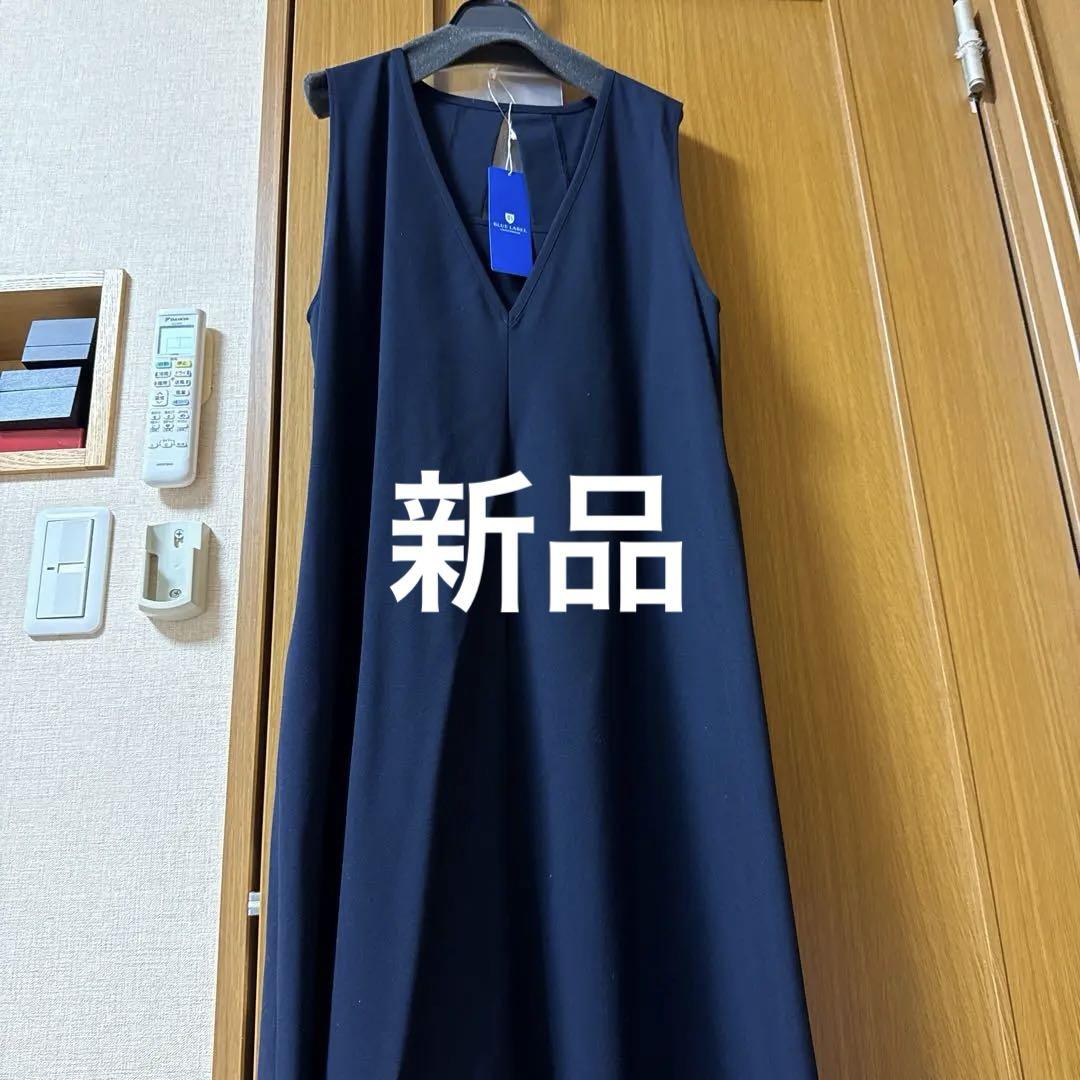 ネイビー Vネック ジャンバースカートM