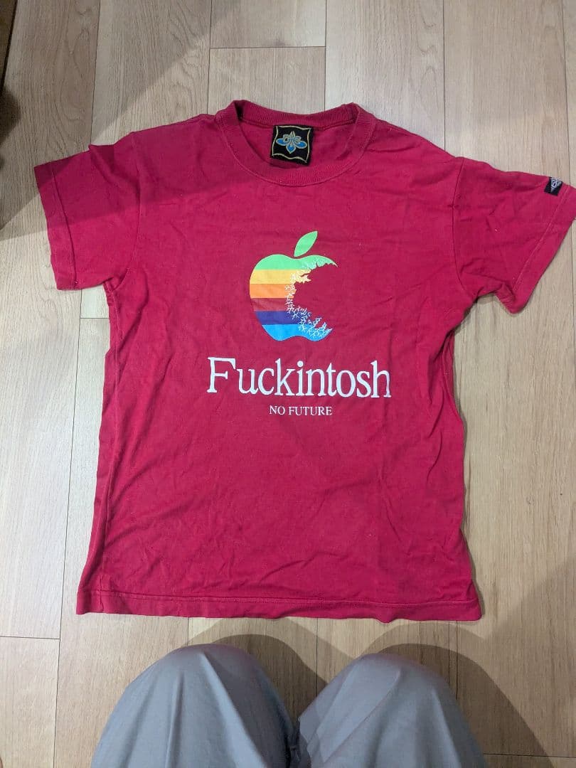 DUB FACTORY 赤 ファッキントッシュTシャツ ヒビありプリント