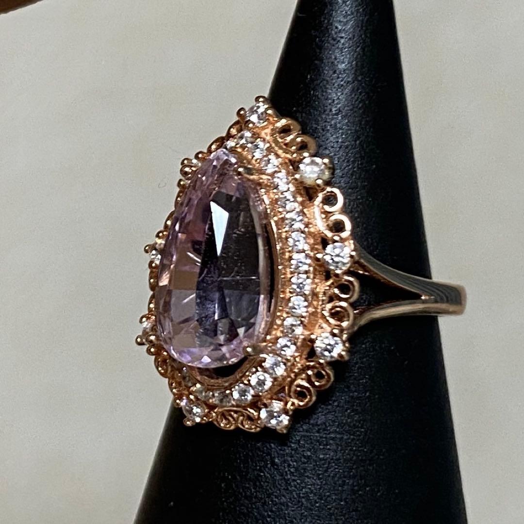 宝石質リング クンツァイト 13*5mm ピンク カラーチェンジ SV925刻印 宝石質リング クンツァイト 13*5mm ピンク カラーチェンジ SV925刻印