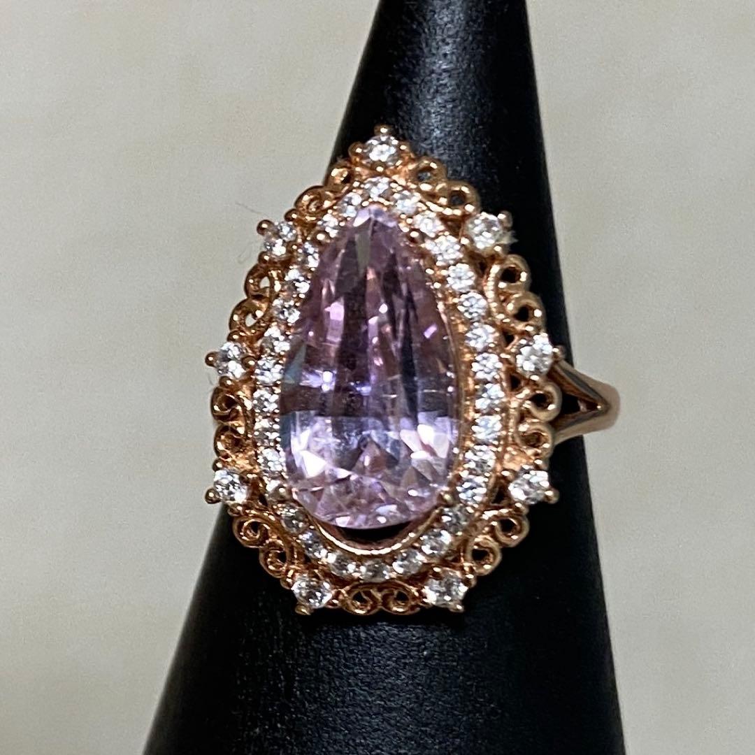 宝石質リング クンツァイト 13*5mm ピンク カラーチェンジ SV925刻印 宝石質リング クンツァイト 13*5mm ピンク カラーチェンジ SV925刻印