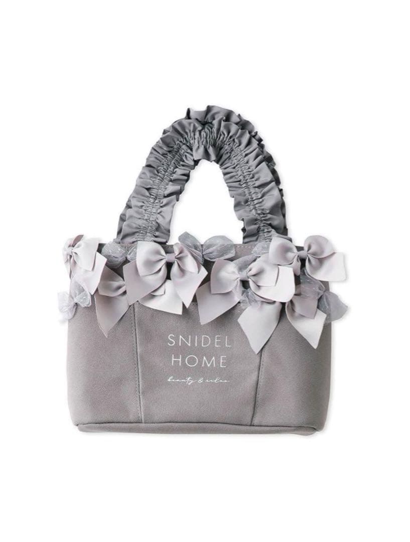 SNIDEL HOME リボンバッグ トートバッグ キャンバス グレー