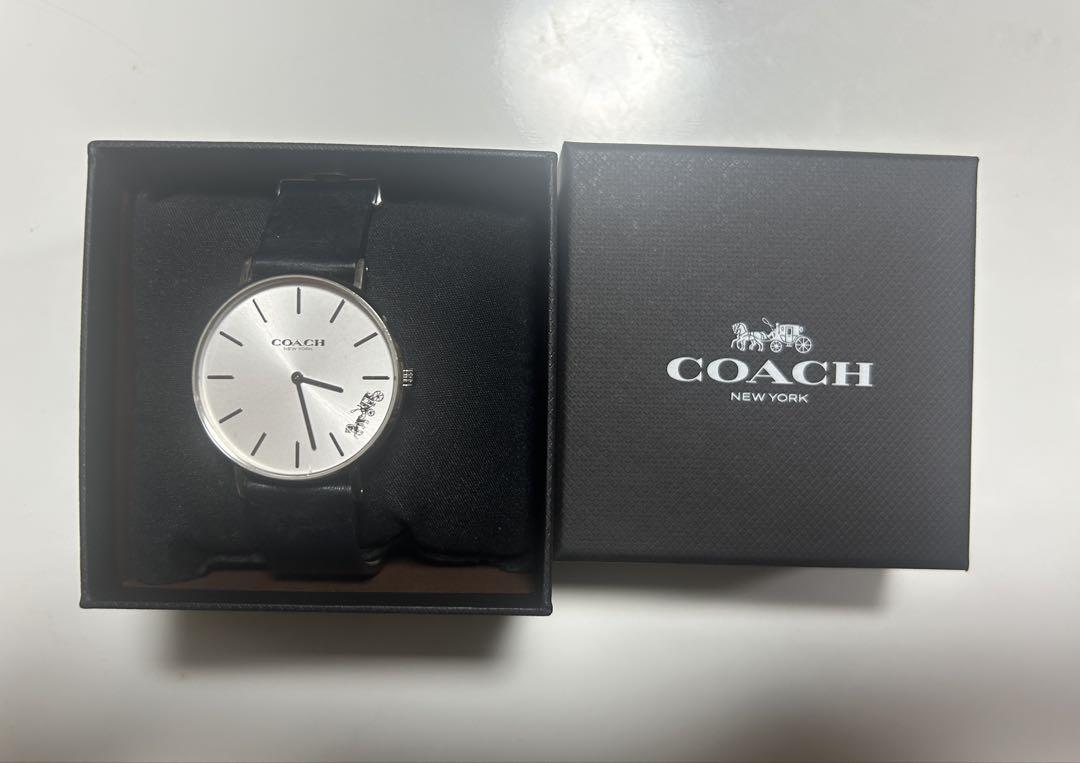 COACH 時計　皮ベルト　シルバー/ブラック時計