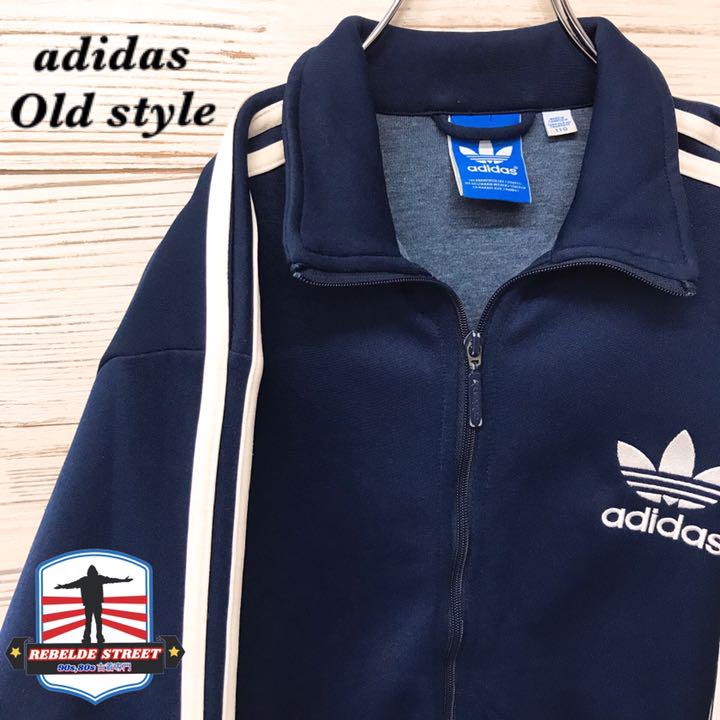 《希少》アディダス adidas ☆ジャージ 2XL 刺繍ロゴ ネイビー り38