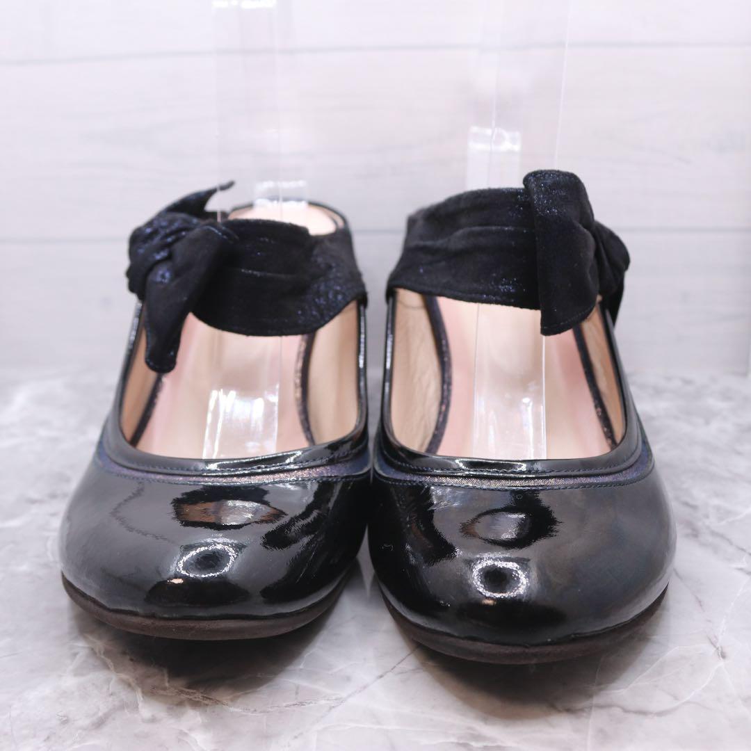 美品】ヒミコhimikoリボン エナメルパンプス レース