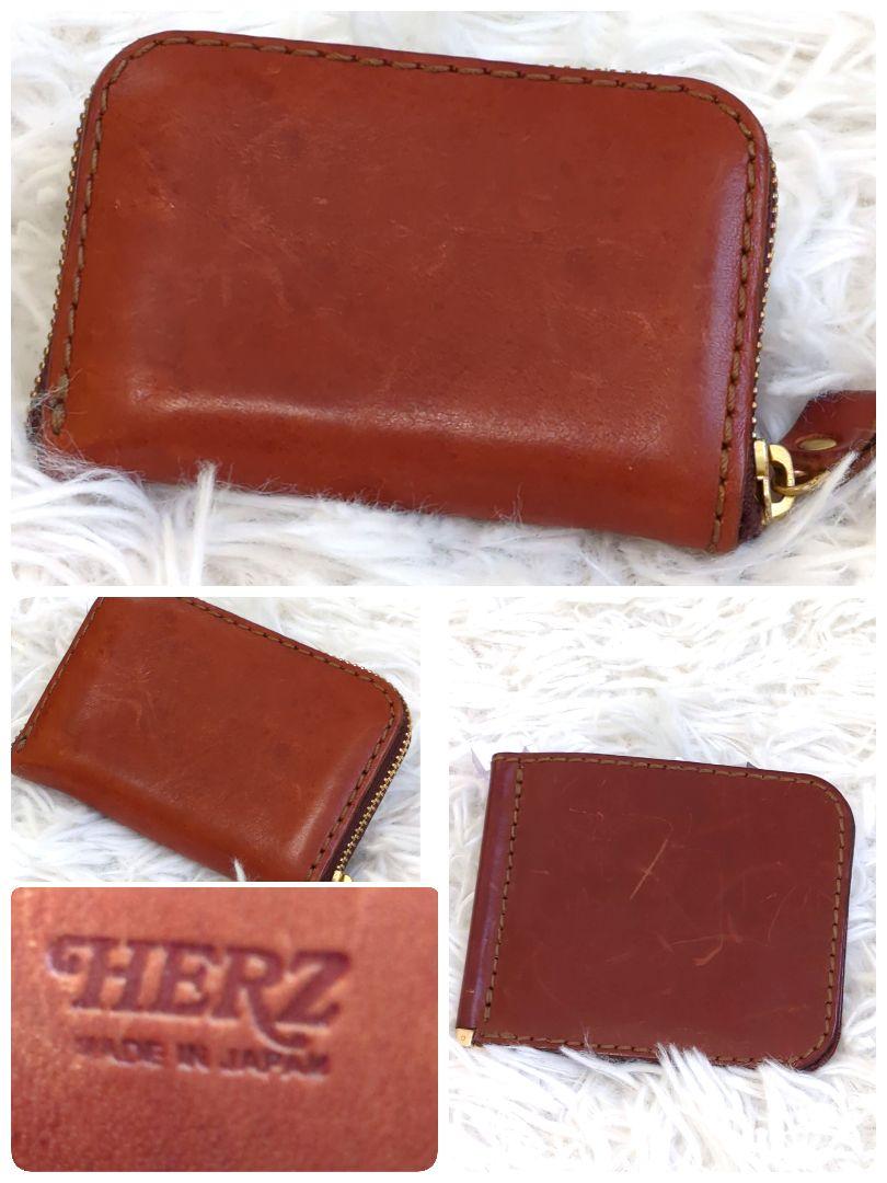 半額大特価　2点　HERZ コンパクト財布(KK-59) チョコ　マネークリップ