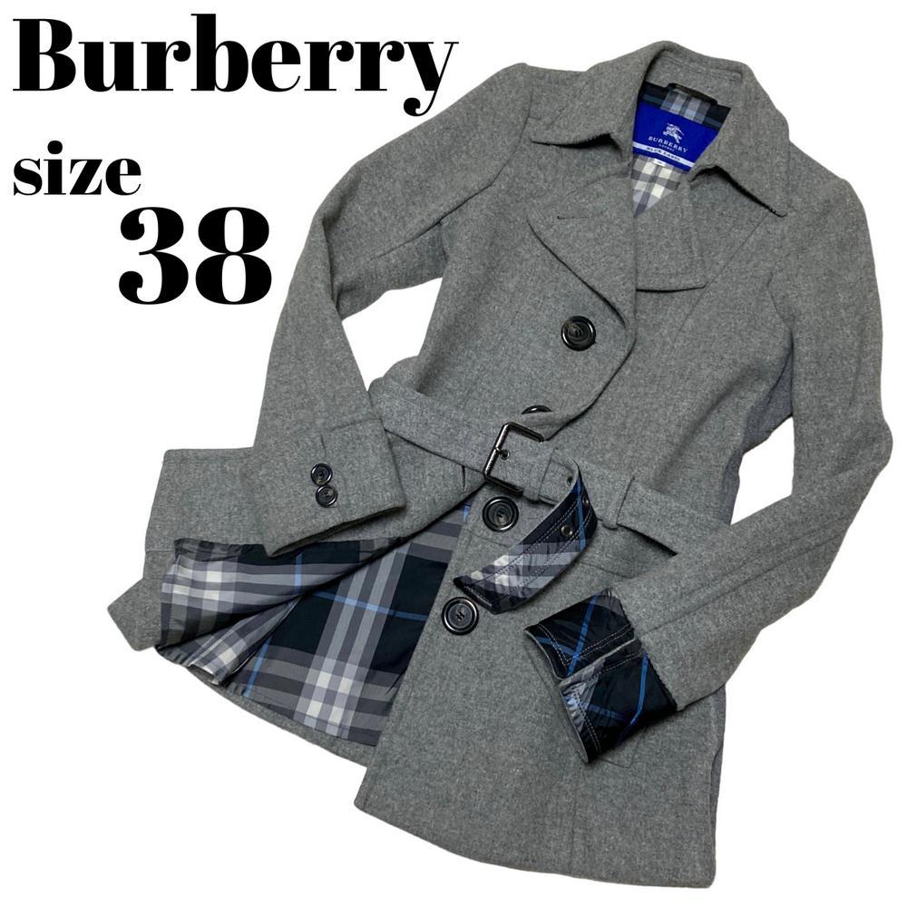 高級★BURBERRY BLUE LABEL ロングコート Aライン アンゴラ昆