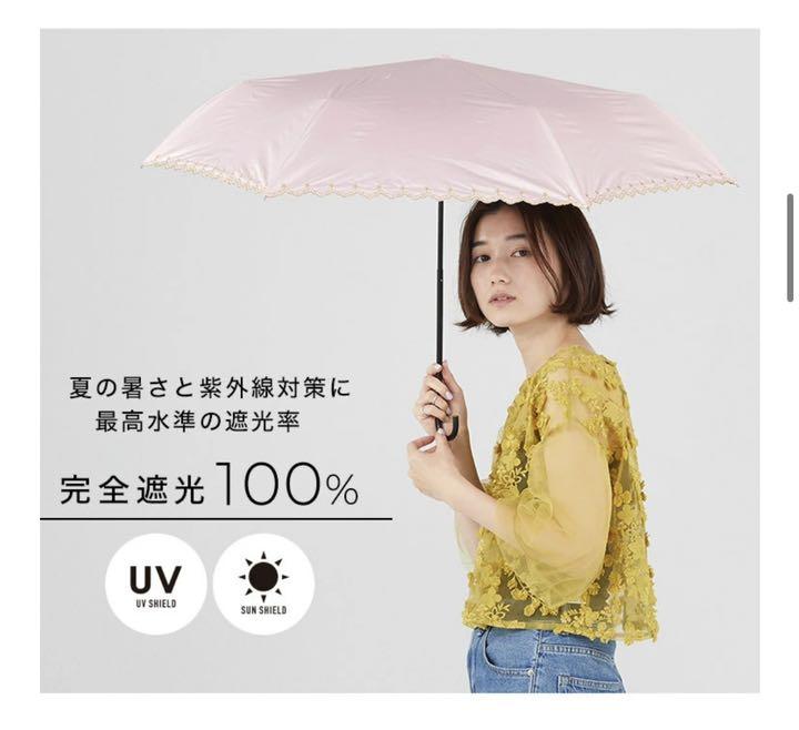 750円 注目 wpc. 日傘 完全遮光 3段折りたたみ 星柄スカラップ