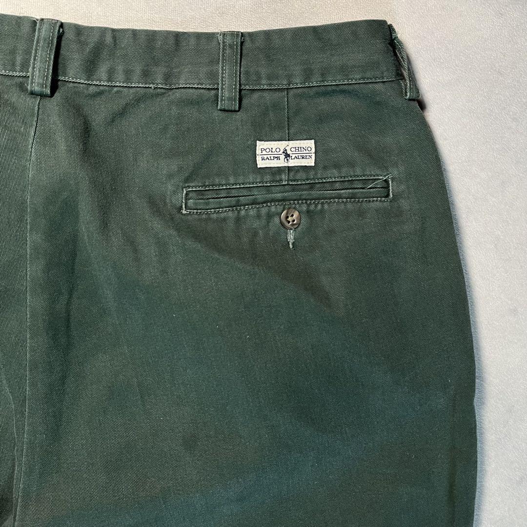 90s Ralph Lauren ラルフローレンツータック コットン ワイドチノ