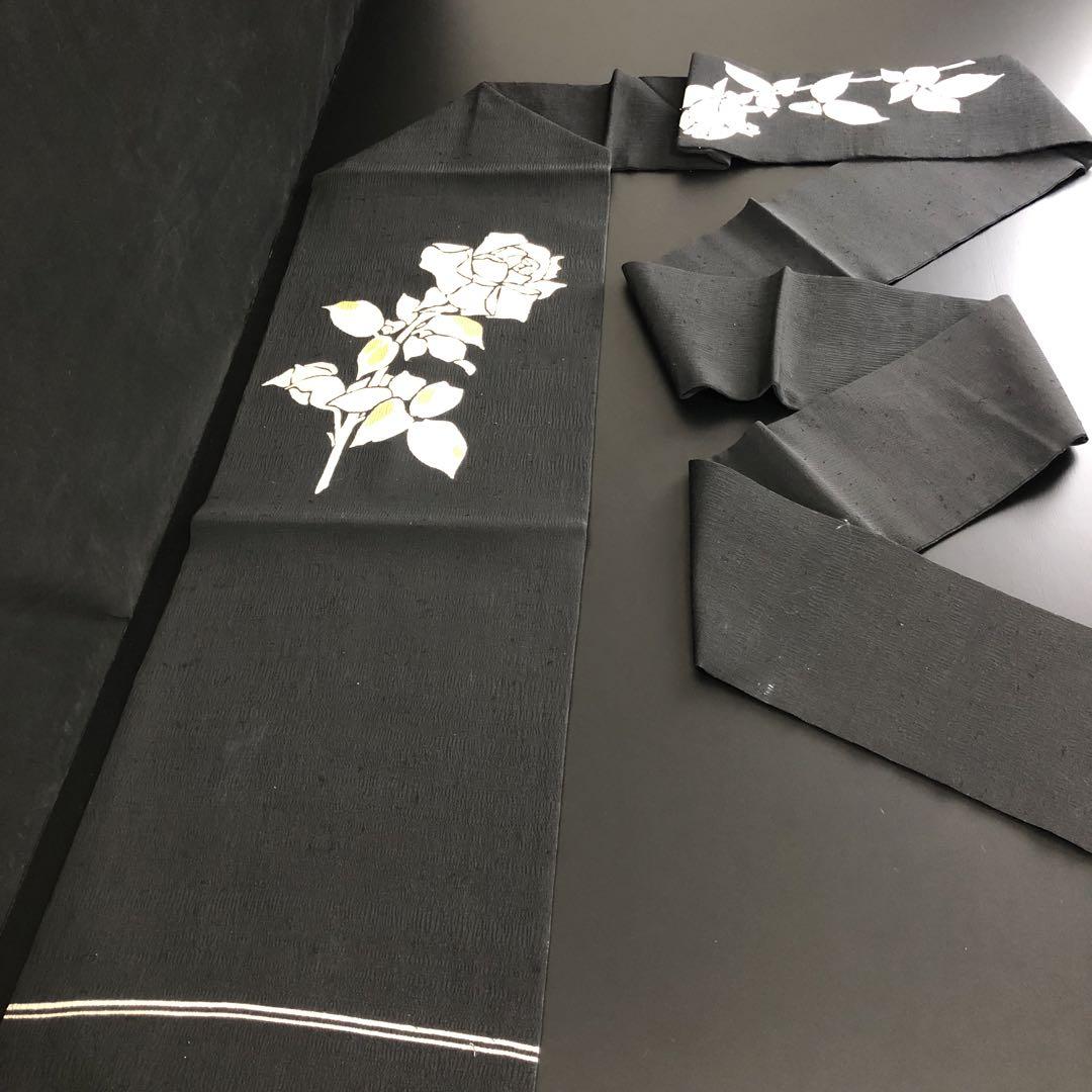 SO-574 名古屋帯 名古屋仕立て 太鼓柄 紬 薔薇 高級 逸品