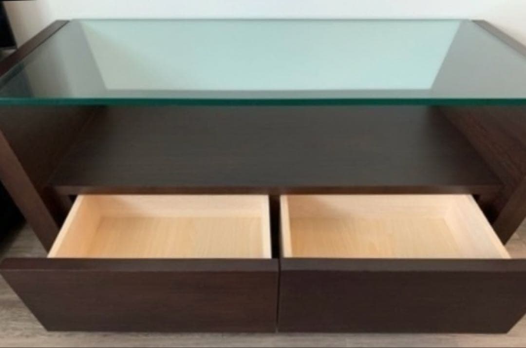 ダークブラウン ガラス天板 センターテーブルFUJI FURNITURE MARWIL-DEMENAGEMENTS_CH