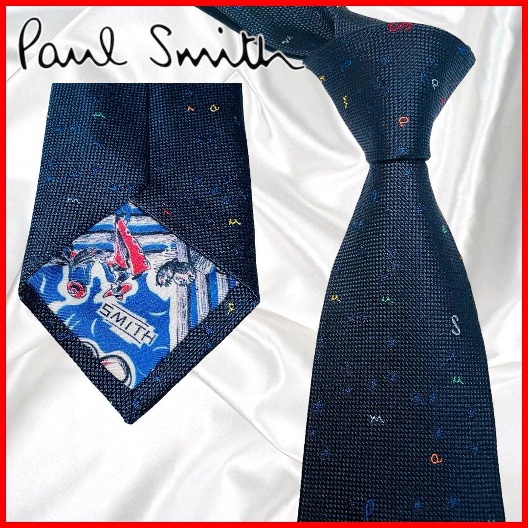 【Paul Smith】美品ポールスミス 現行タグ ロゴ刺繍 小紋柄 裏別生地