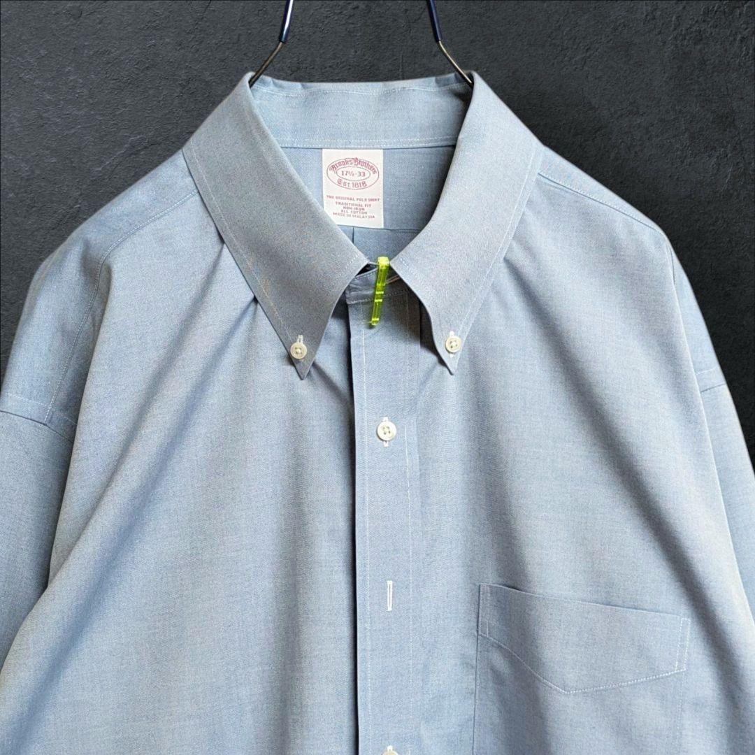 美品 ブルックスブラザーズ BDシャツ トラディショナルフィット 青系 XL